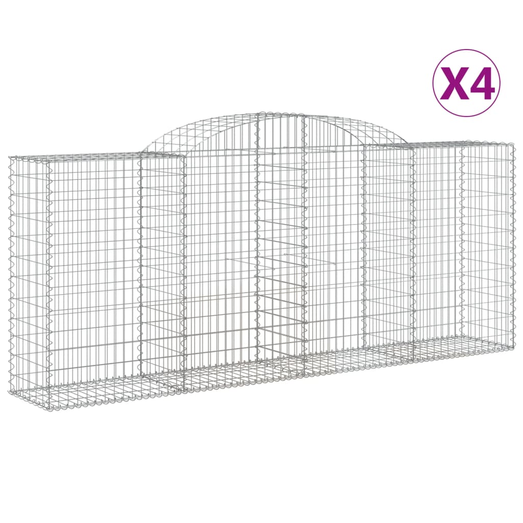 Gabionkurver buede 4 stk 300x50x120/140 cm galvanisert jern