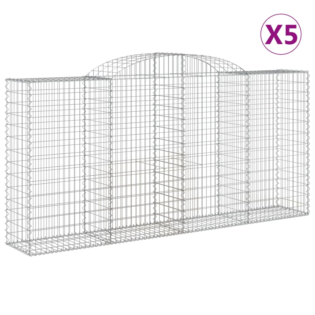 Gabionkurver buede 5 stk 300x50x140/160 cm galvanisert jern