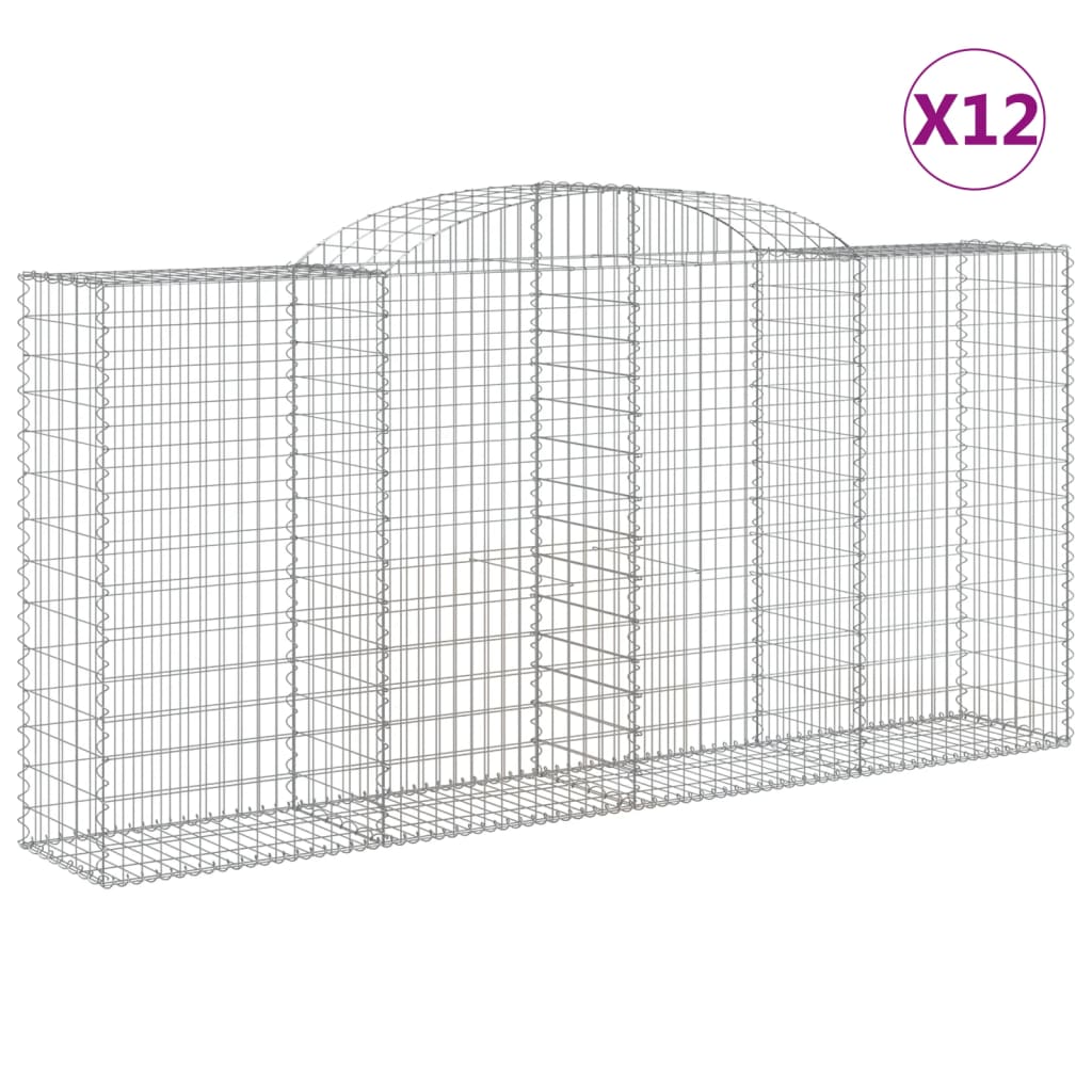 Gabionkurver buede 12 stk 300x50x140/160 cm galvanisert jern