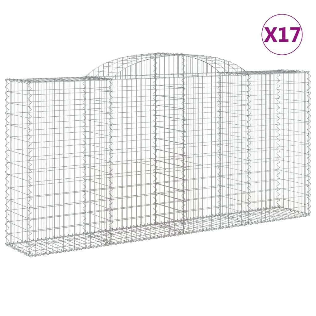 Gabionkurver buede 17 stk 300x50x140/160 cm galvanisert jern