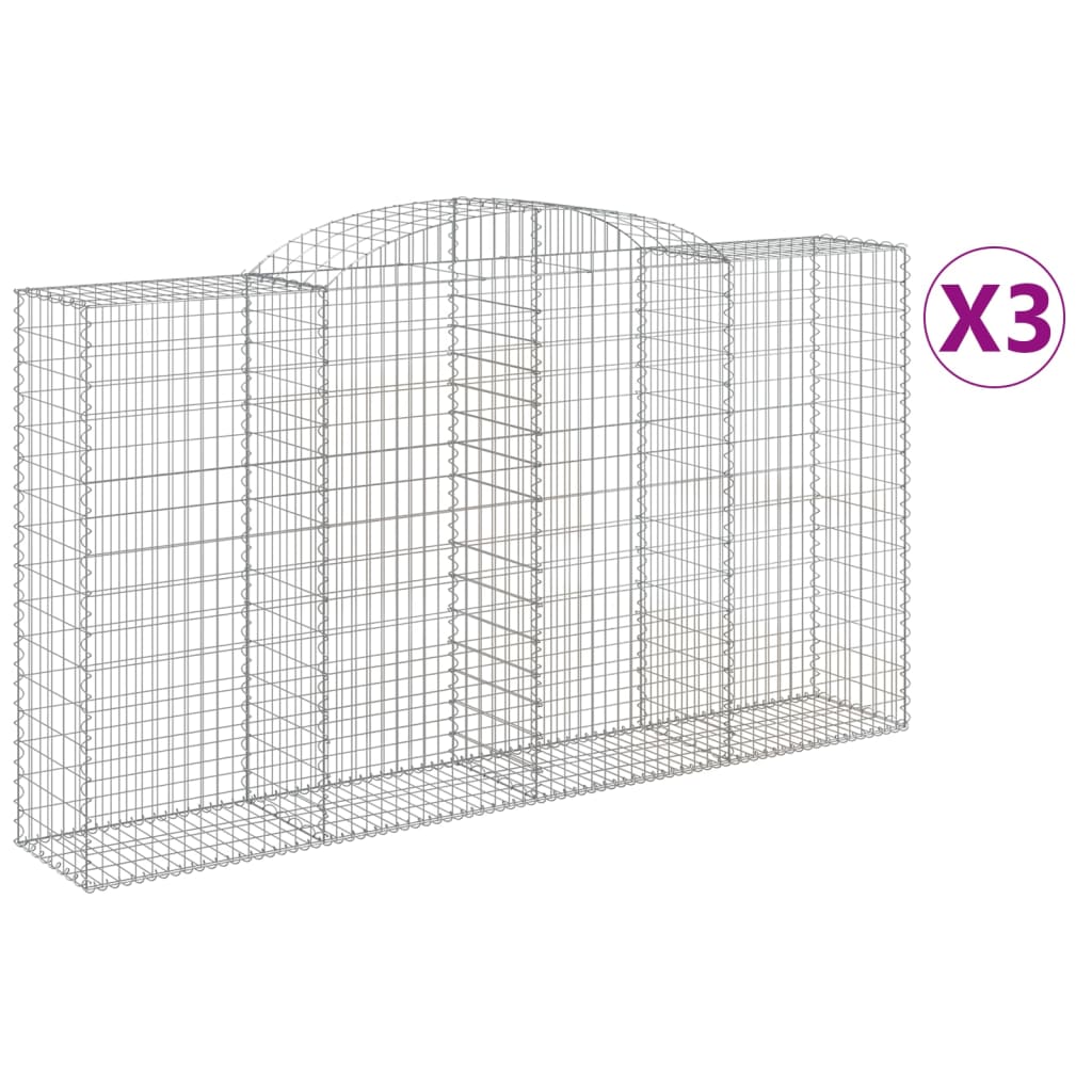 Gabionkurver buede 3 stk 300x50x160/180 cm galvanisert jern