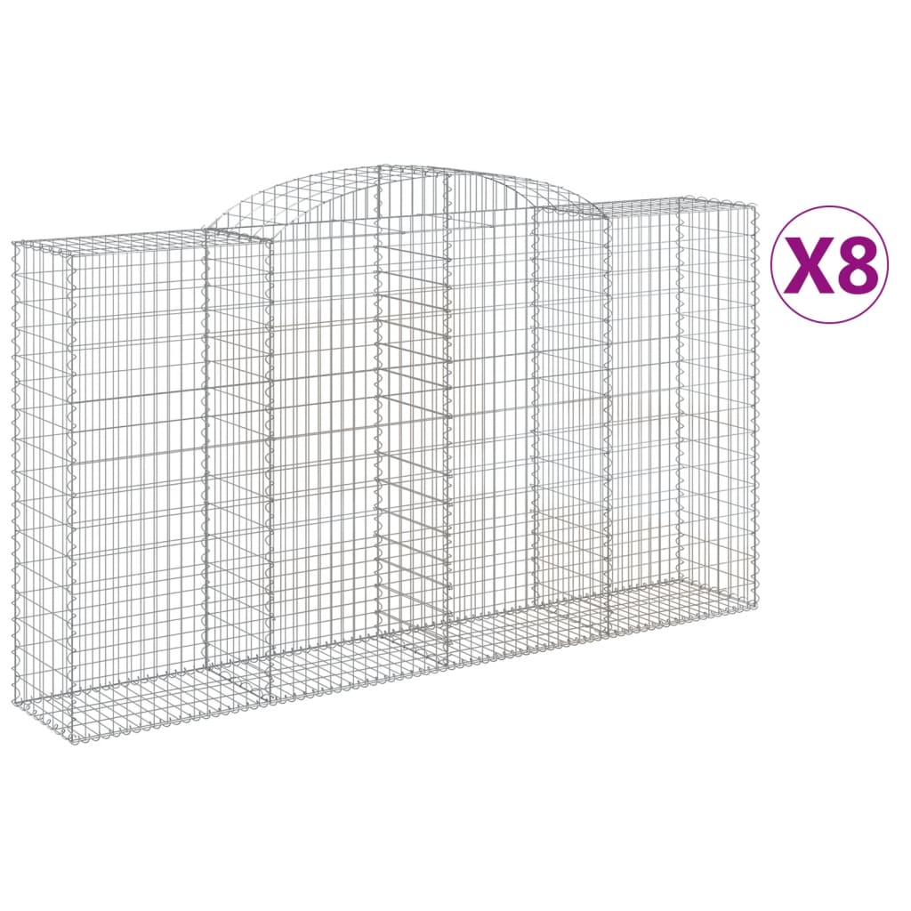 Gabionkurver buede 8 stk 300x50x160/180 cm galvanisert jern