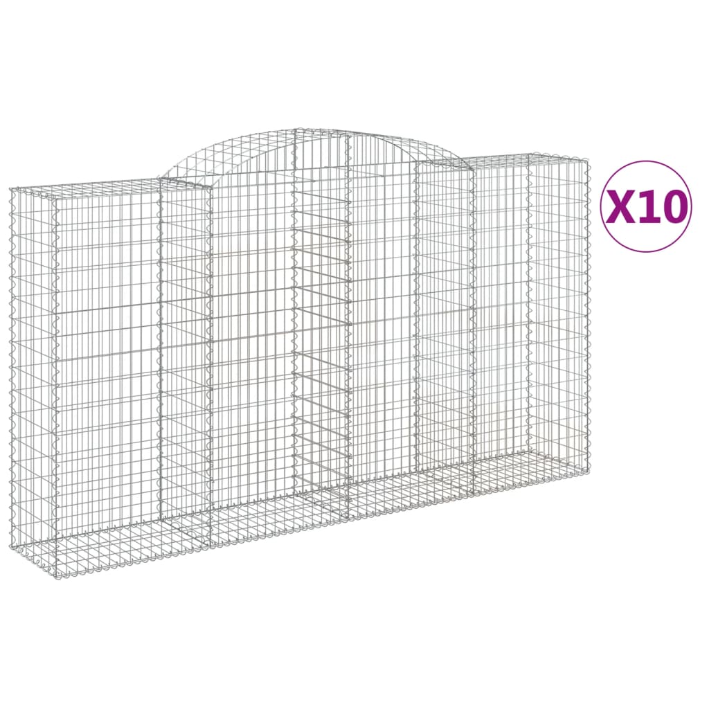 Gabionkurver buede 10 stk 300x50x160/180 cm galvanisert jern