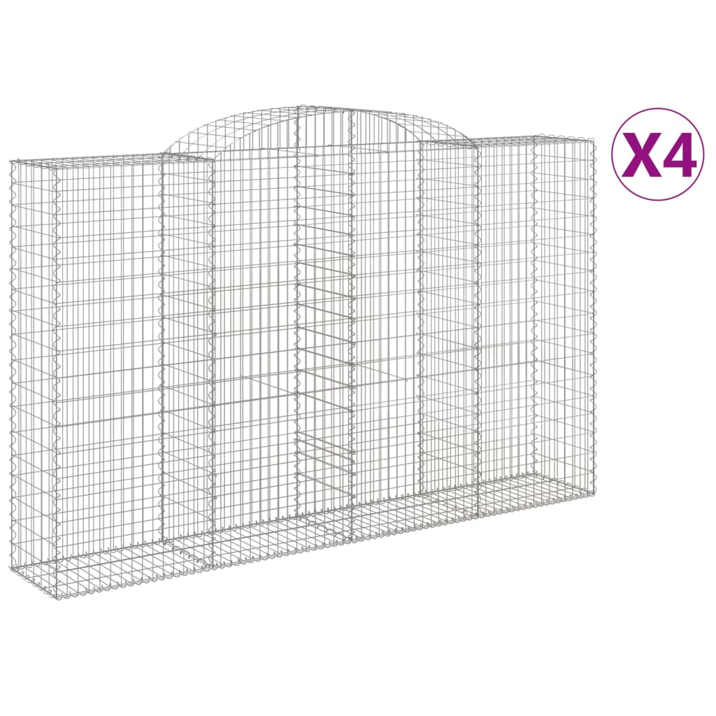 Gabionkurver buede 4 stk 300x50x180/200 cm galvanisert jern