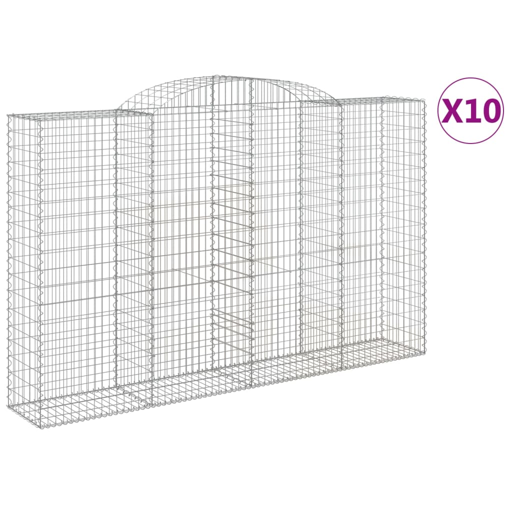 Gabionkurver buede 10 stk 300x50x180/200 cm galvanisert jern
