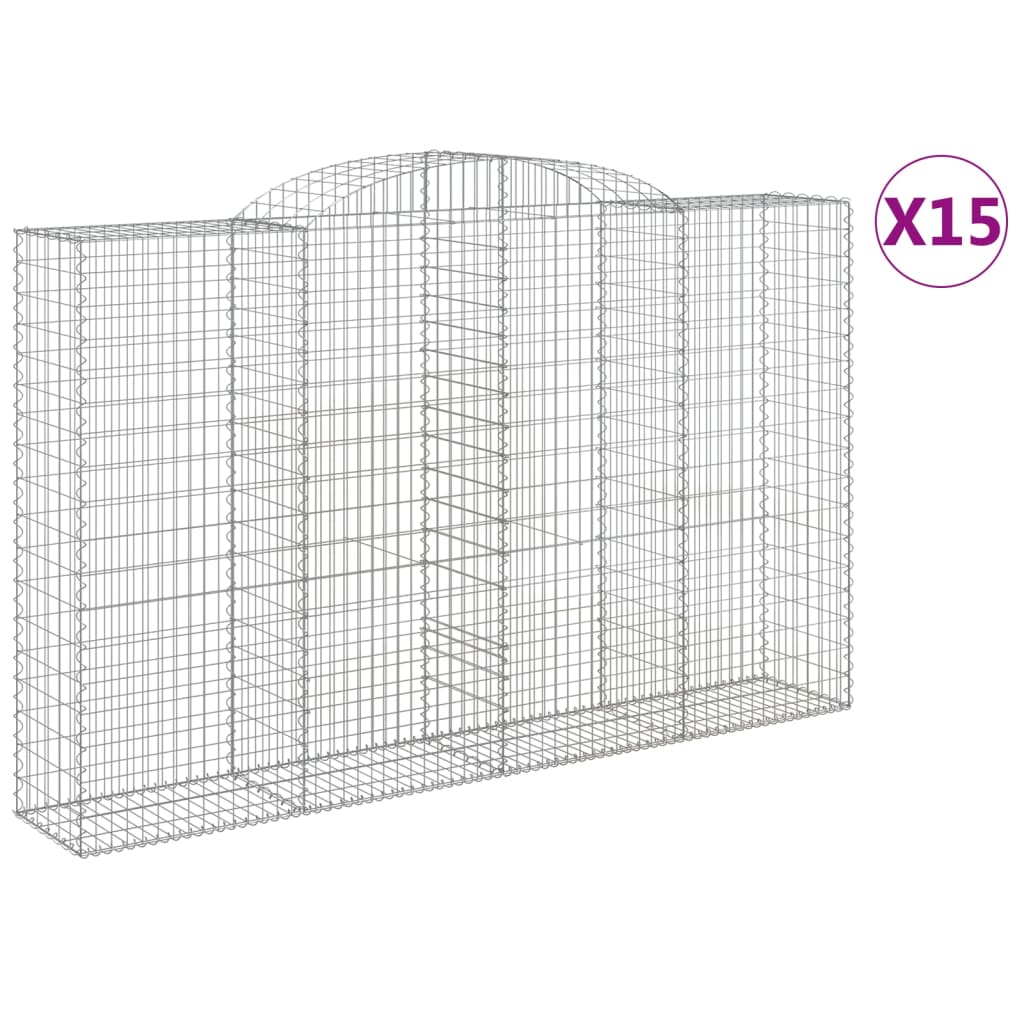 Gabionkurver buede 15 stk 300x50x180/200 cm galvanisert jern