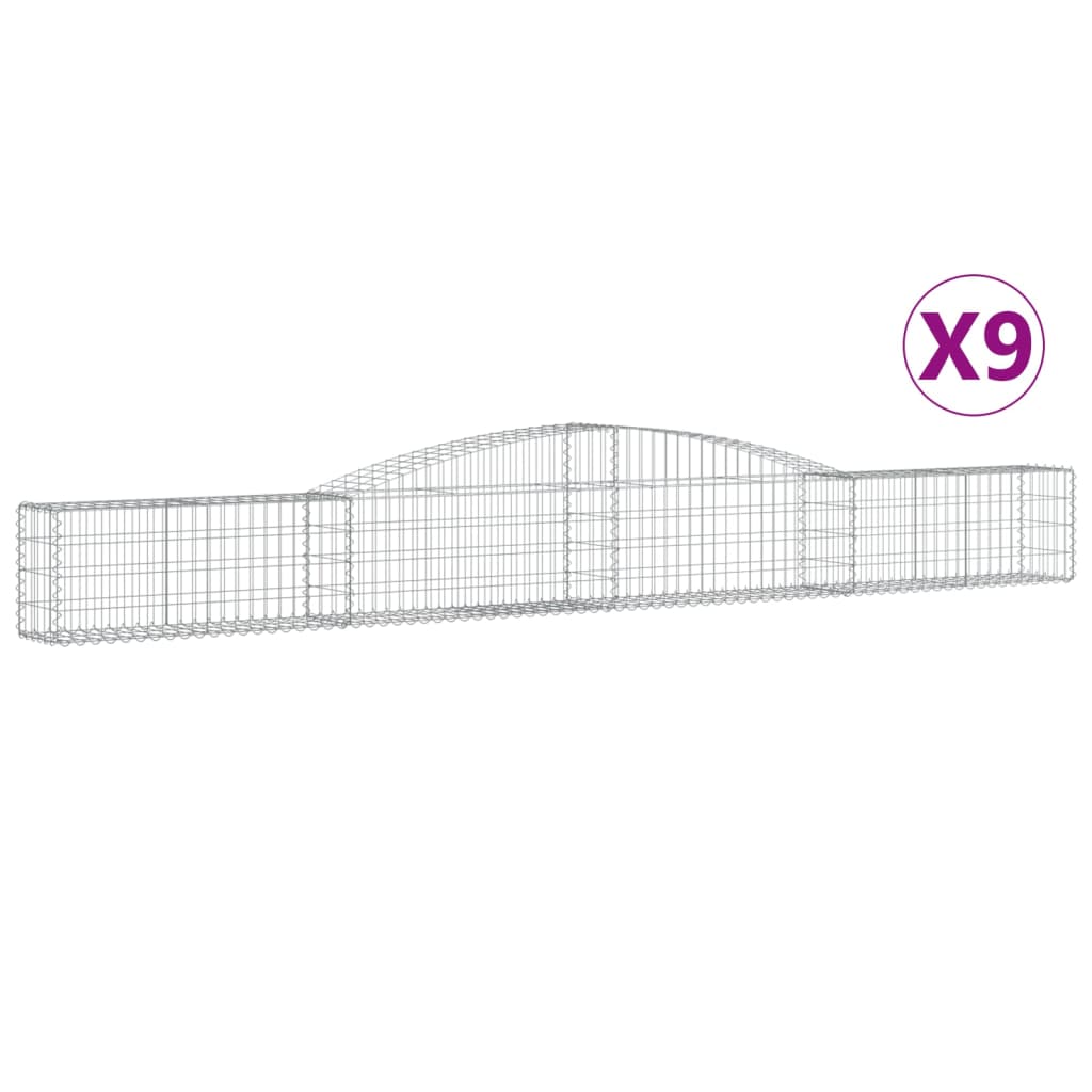 Gabionkurver buede 9 stk 400x30x40/60 cm galvanisert jern