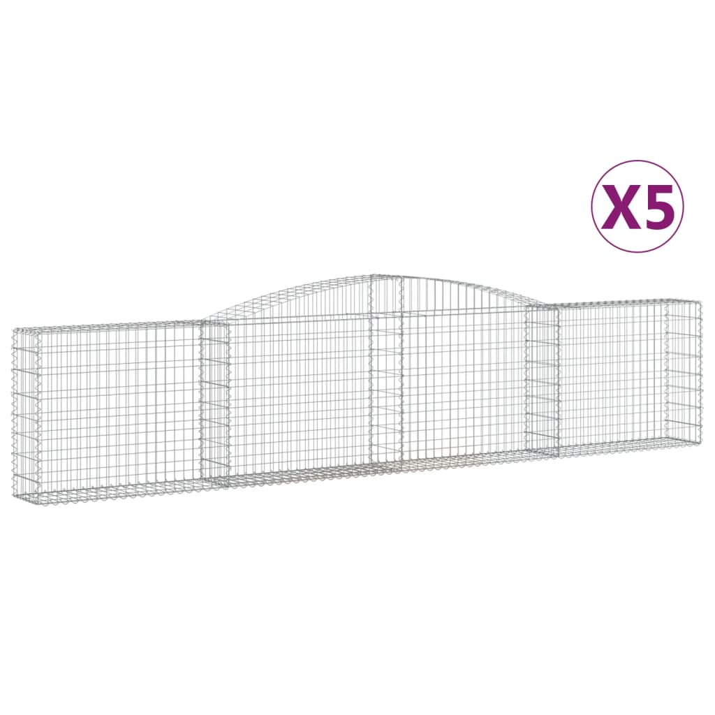 Gabionkurver buede 5 stk 400x30x80/100 cm galvanisert jern