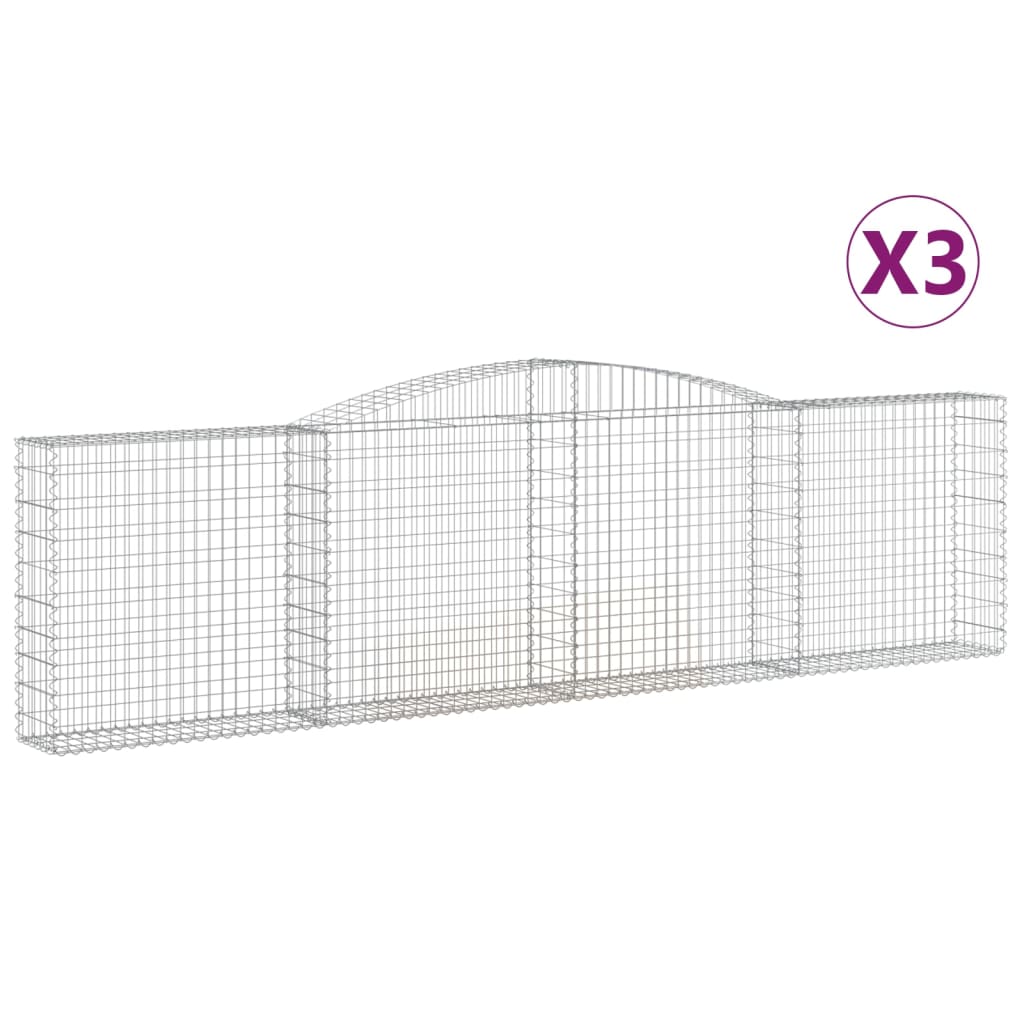 Gabionkurver buede 3 stk 400x30x100/120 cm galvanisert jern