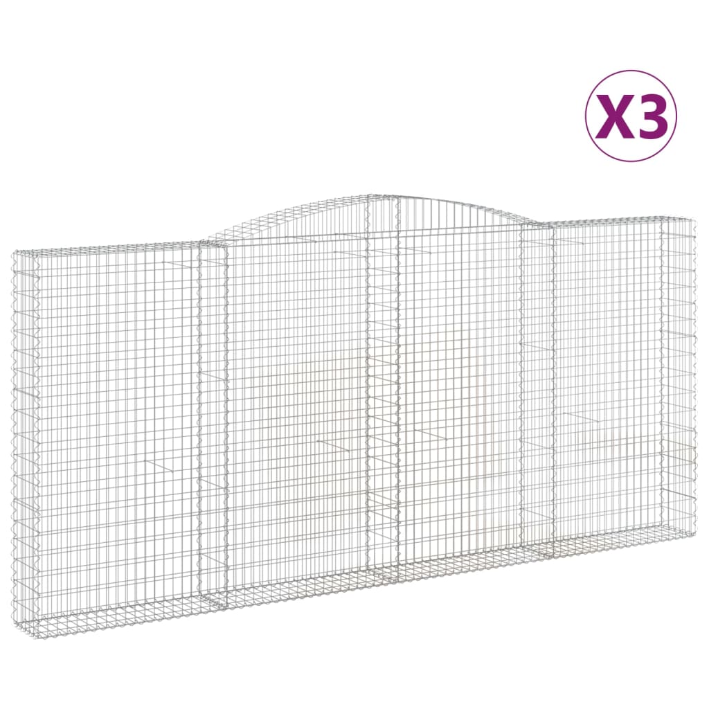 Gabionkurver buede 3 stk 400x30x180/200 cm galvanisert jern
