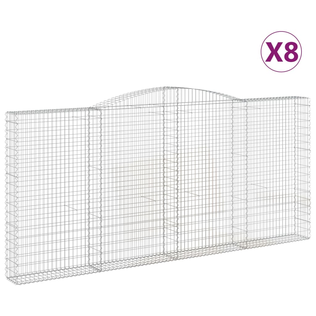 Gabionkurver buede 8 stk 400x30x180/200 cm galvanisert jern