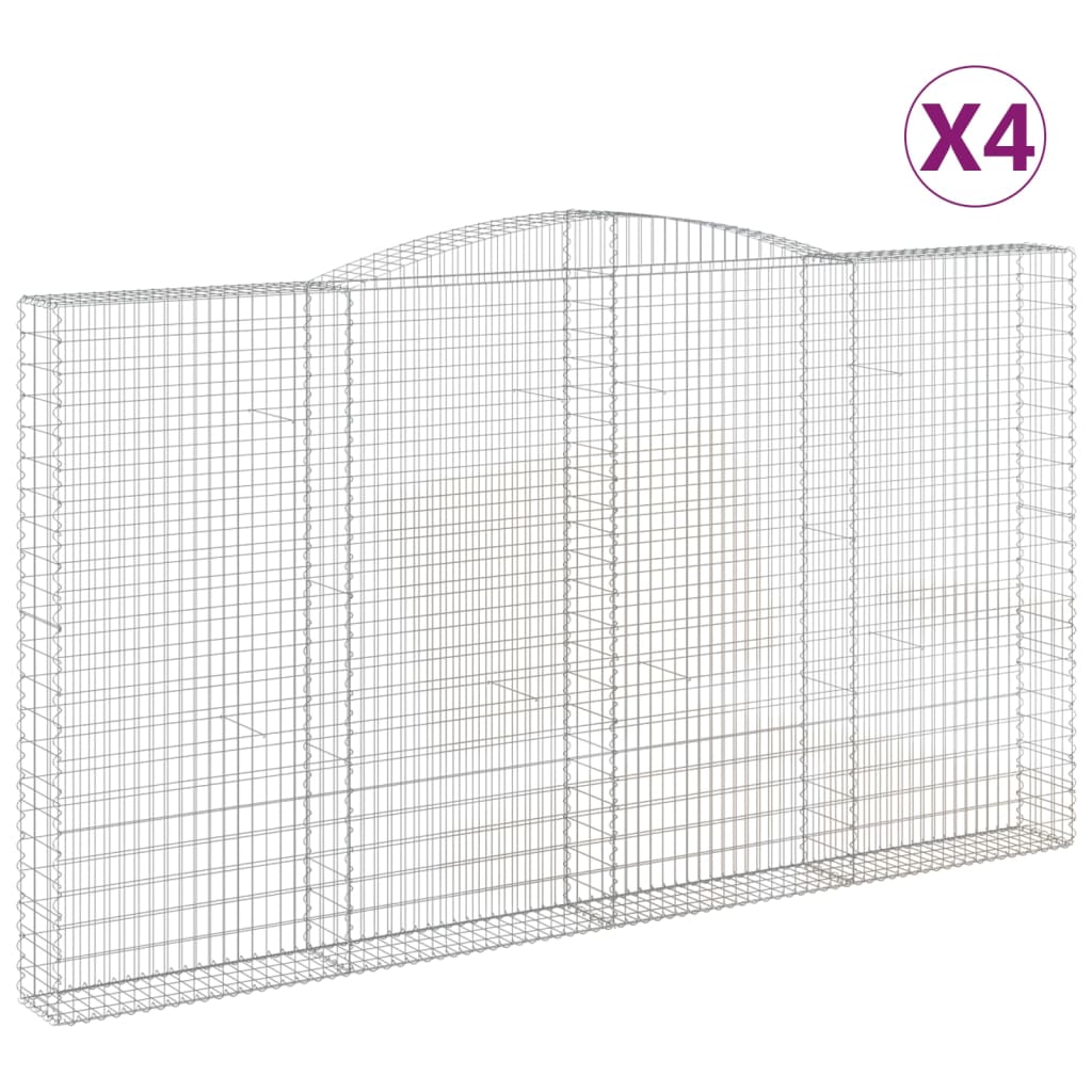 Gabionkurver buede 4 stk 400x30x220/240 cm galvanisert jern