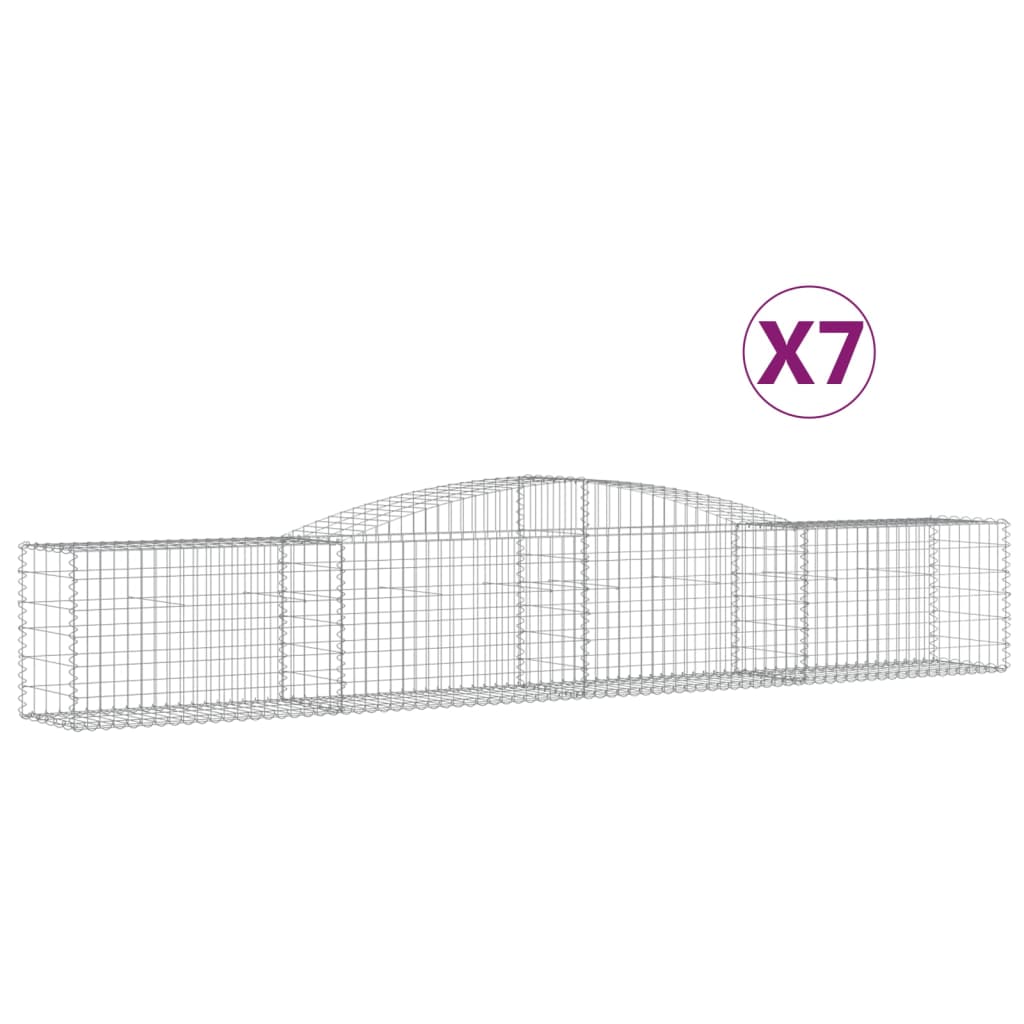 Gabionkurver buede 7 stk 400x50x60/80 cm galvanisert jern