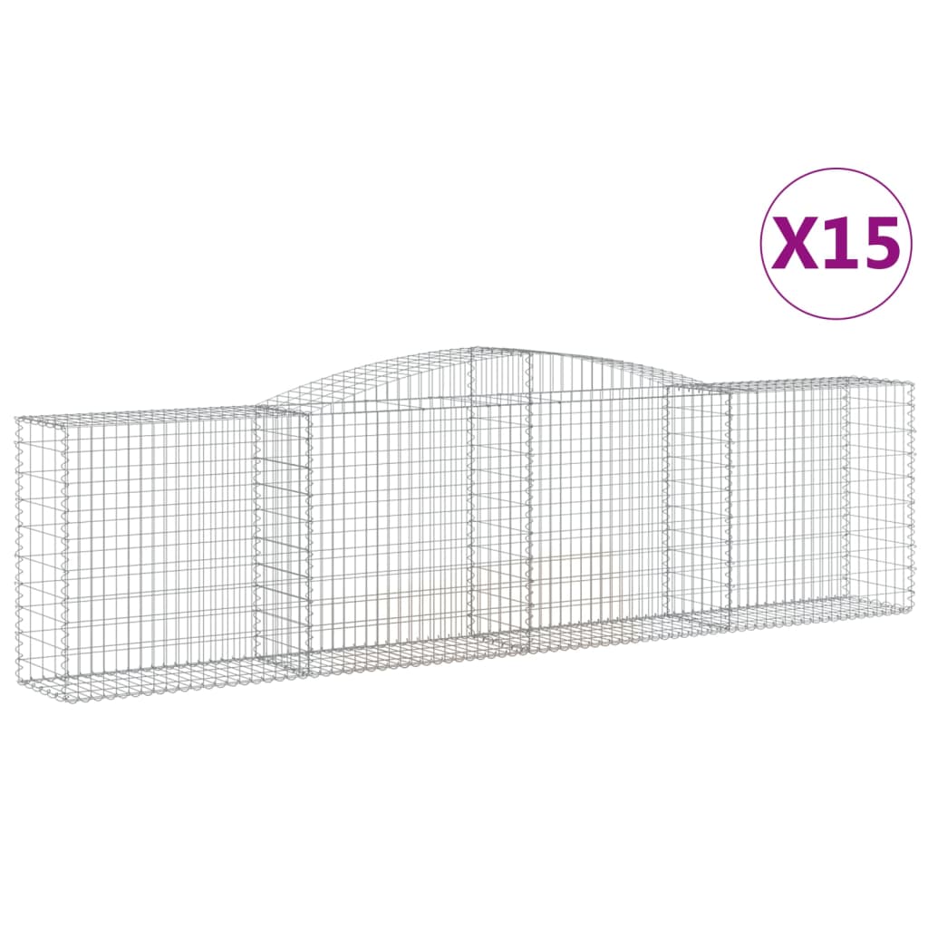 Gabionkurver buede 15 stk 400x50x100/120 cm galvanisert jern