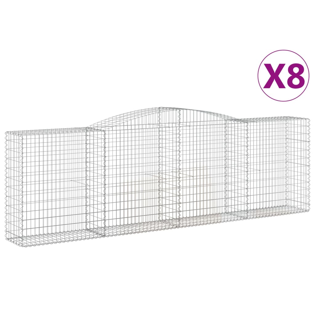 Gabionkurver buede 8 stk 400x50x120/140 cm galvanisert jern