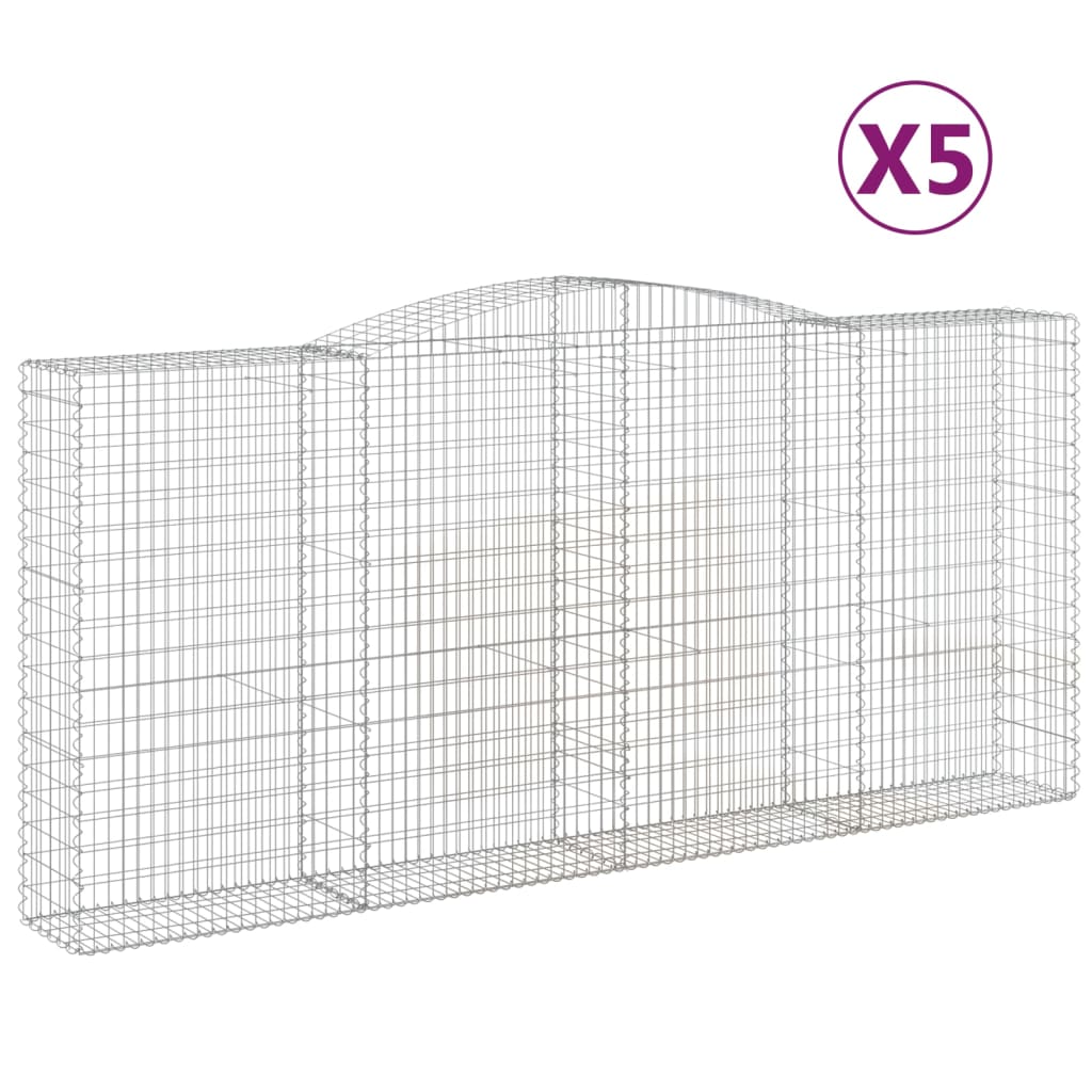 Gabionkurver buede 5 stk 400x50x180/200 cm galvanisert jern