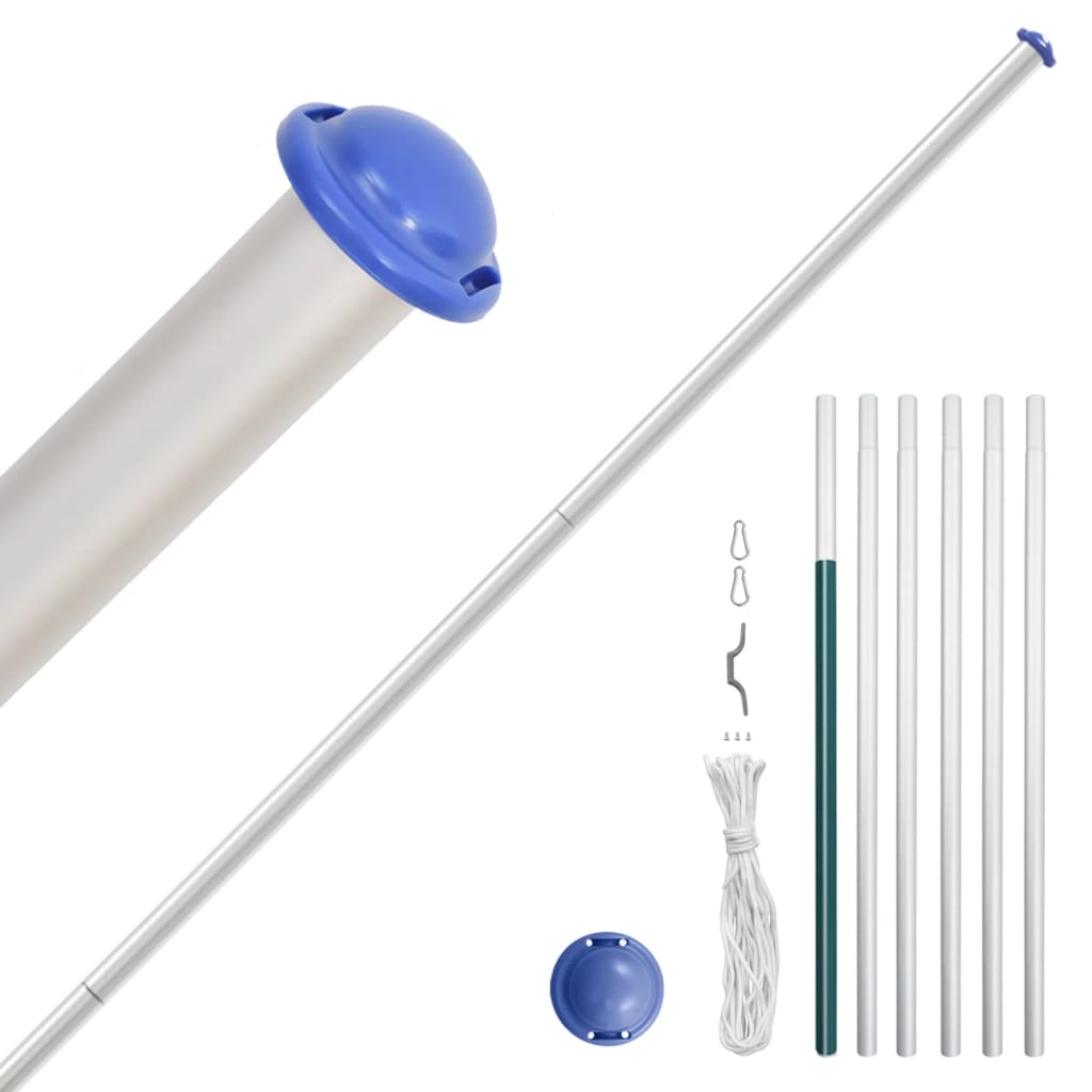 Britisk flagg og stang 6,23 m aluminium