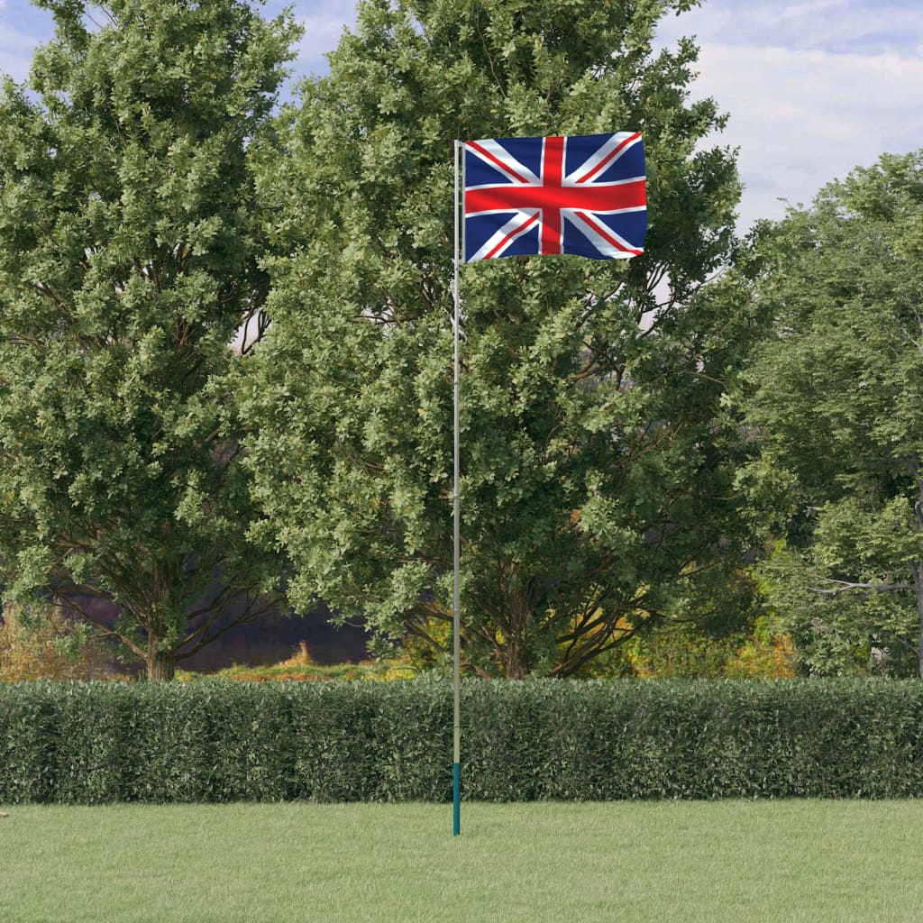 Britisk flagg og stang 5,55 m aluminium