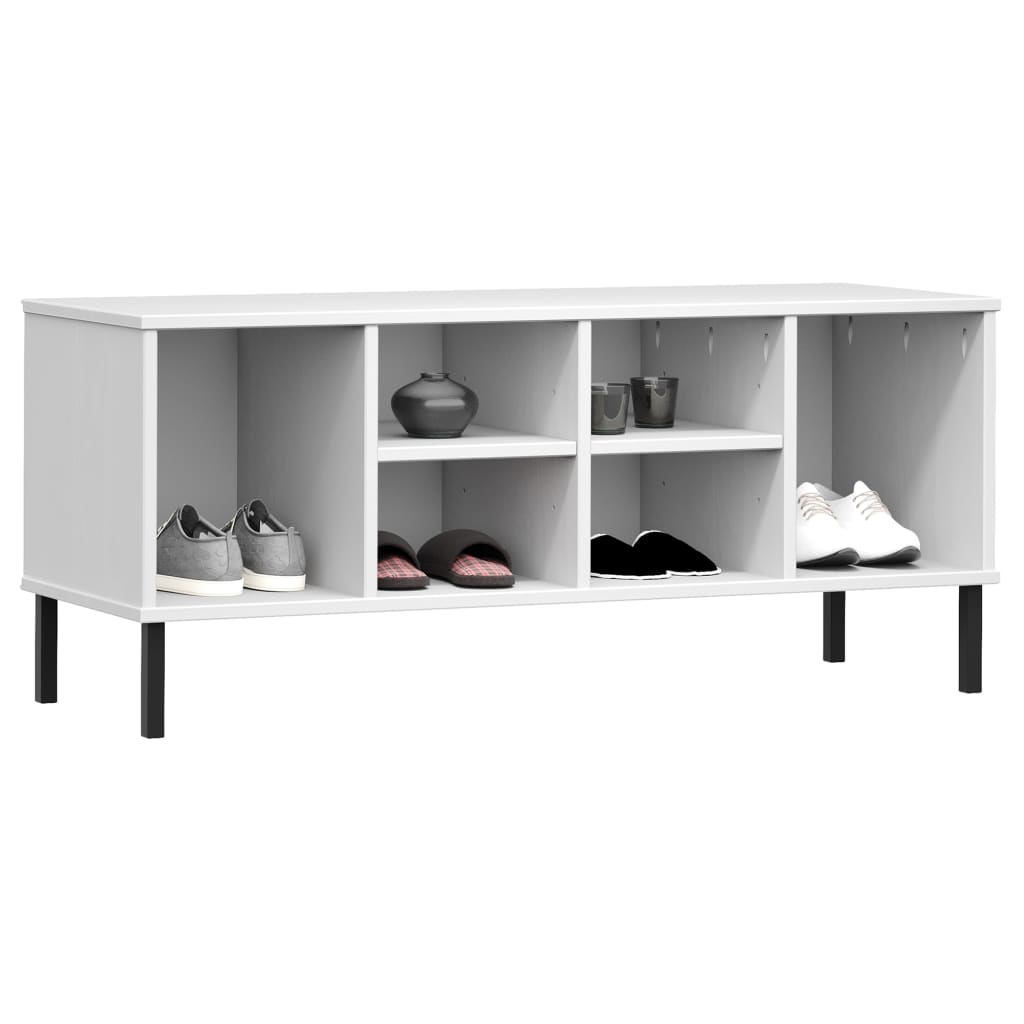 Skohylle med metallben hvit 106x35x45 cm heltre OSLO
