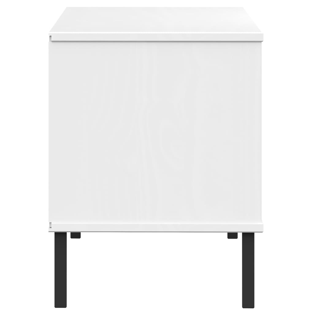 Skohylle med metallben hvit 106x35x45 cm heltre OSLO