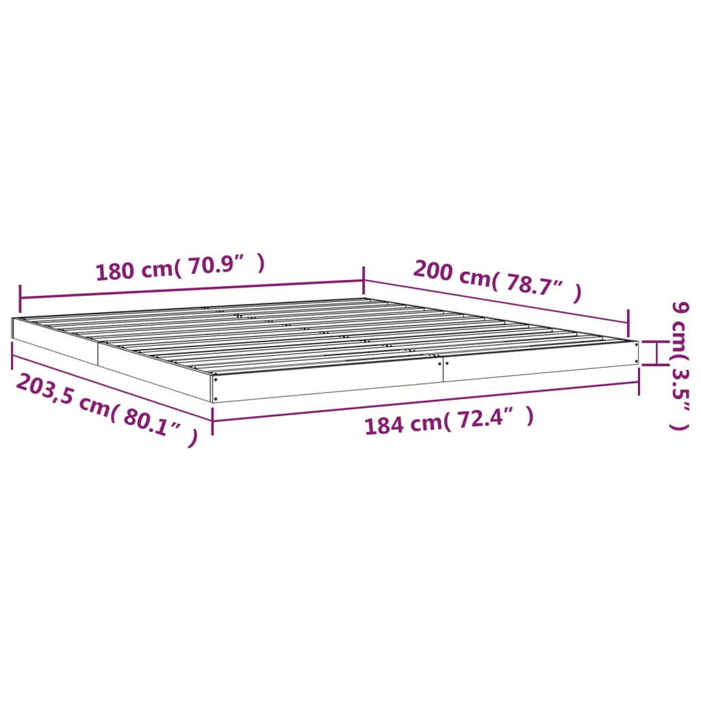 Sengeramme 180x200 cm heltre furu