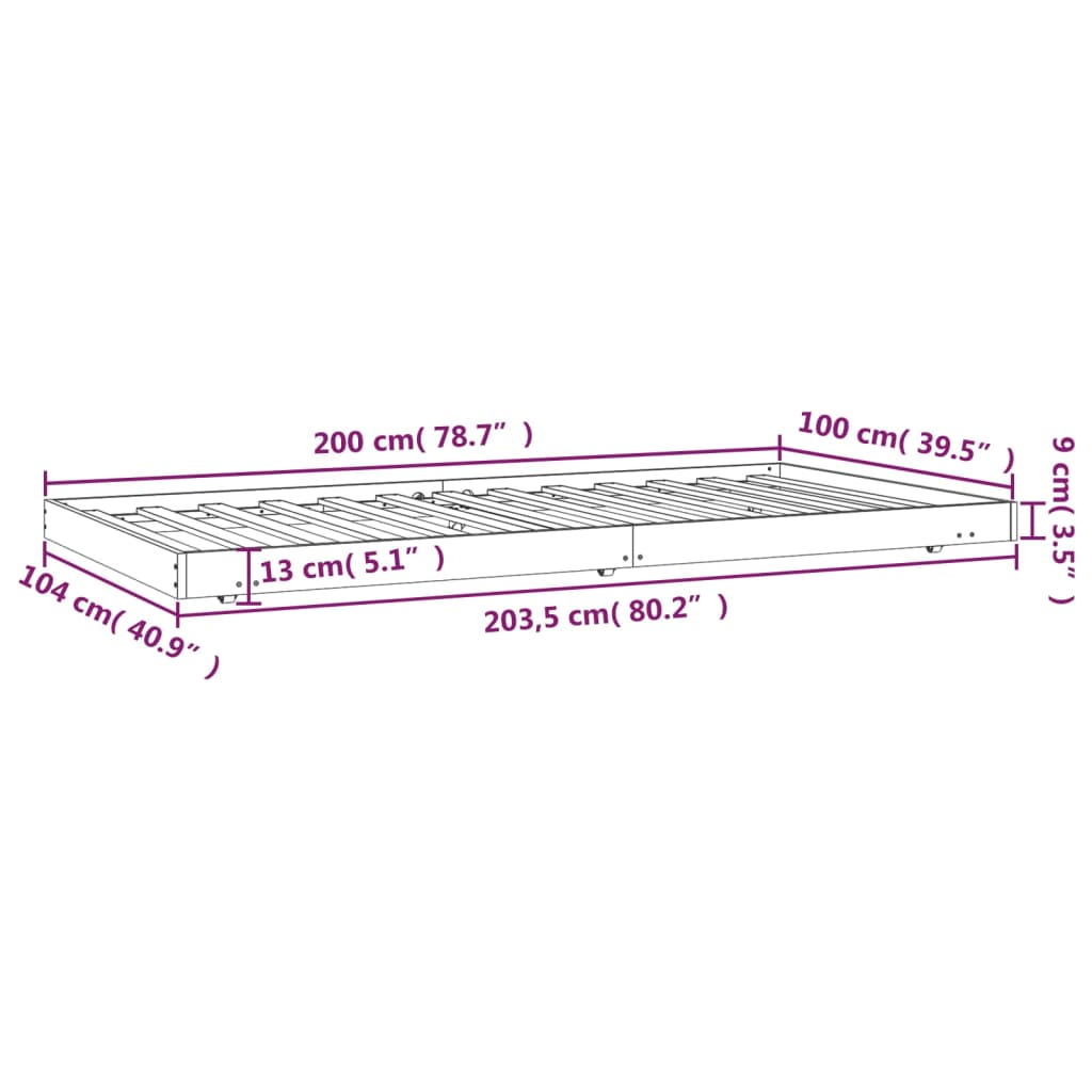 Sengeramme 100x200 cm heltre furu