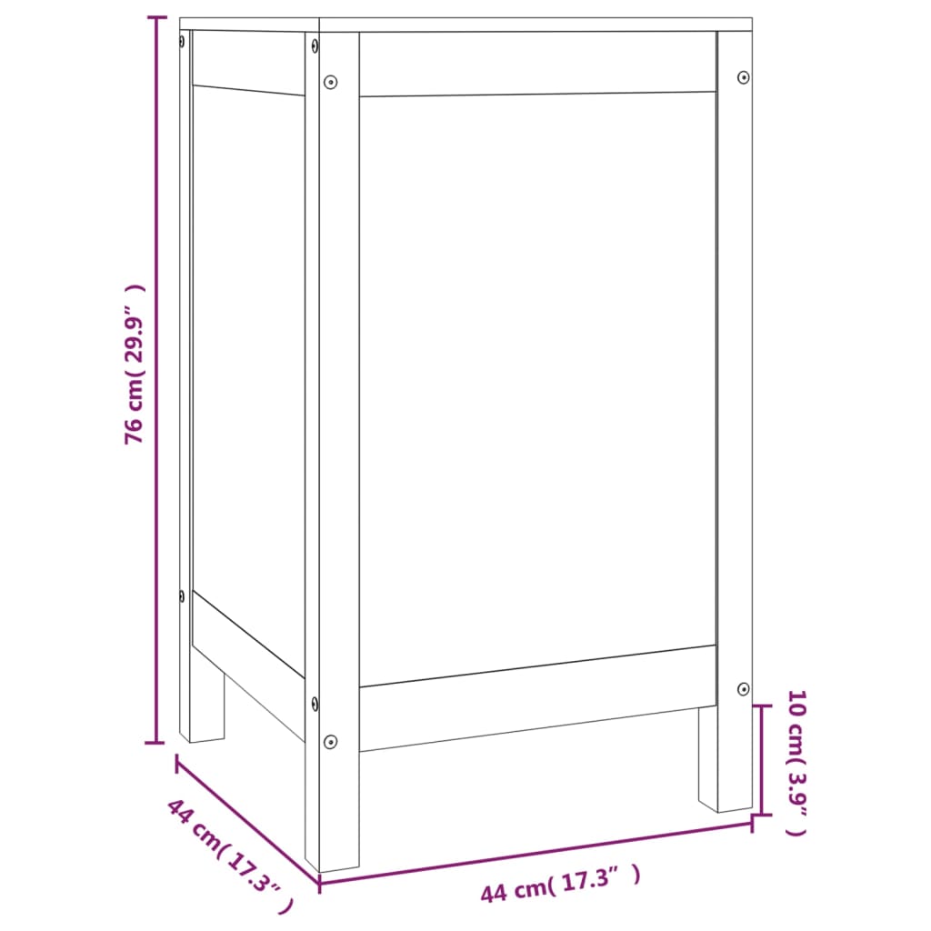 Skittentøyskurv grå 44x44x76 cm heltre furu