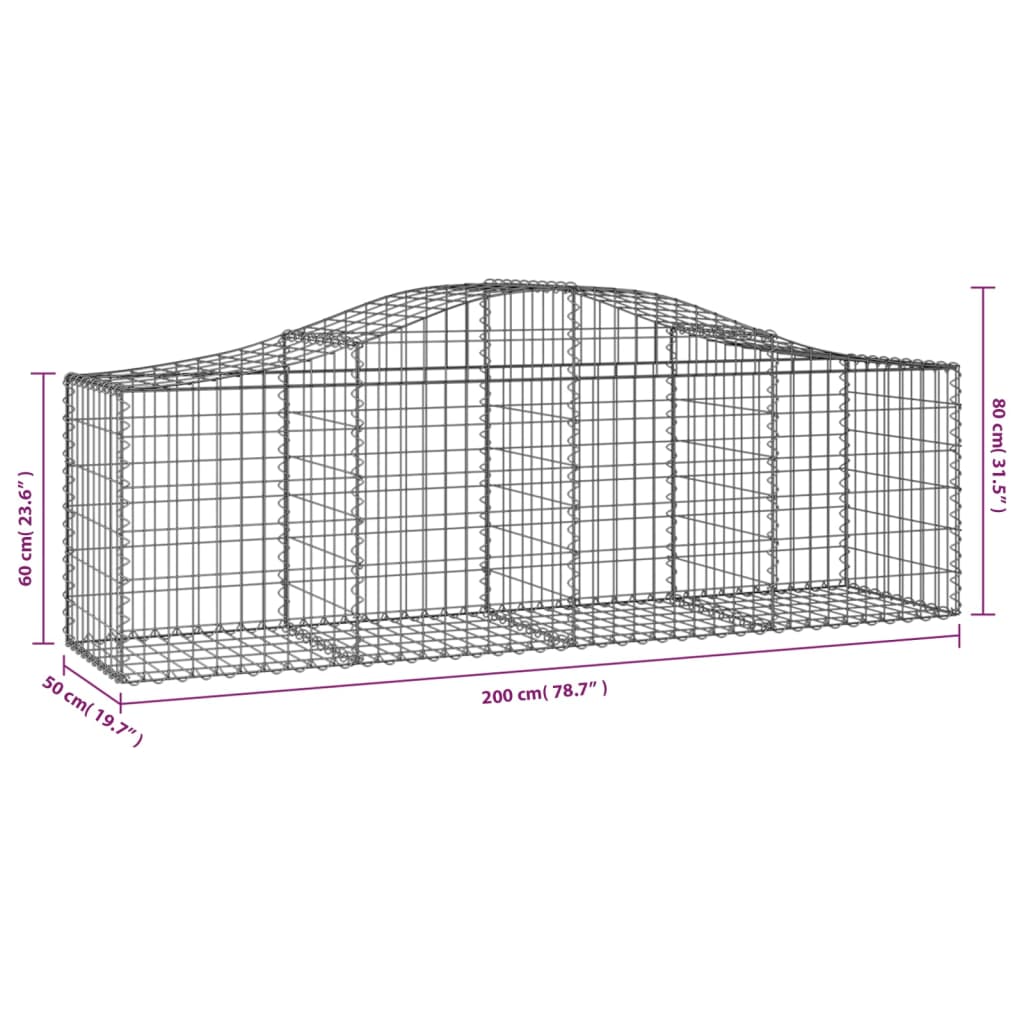 Gabionkurv buet 200x50x60/80 cm galvanisert jern