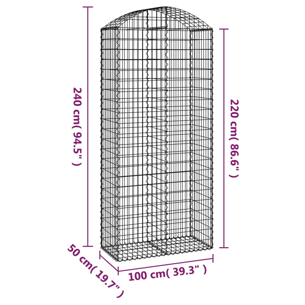 Gabionkurv buet 100x50x220/240 cm galvanisert jern