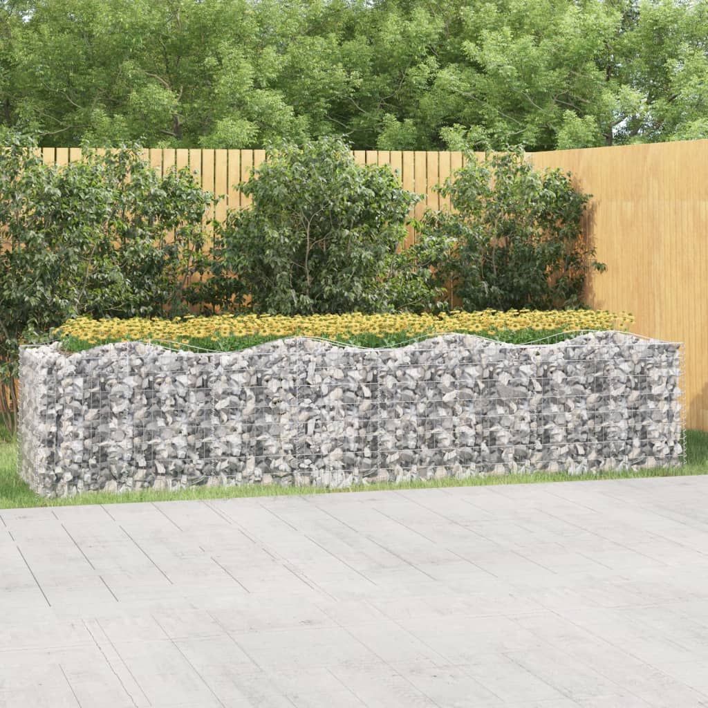Buet gabion høybed 400x100x100 cm galvanisert jern