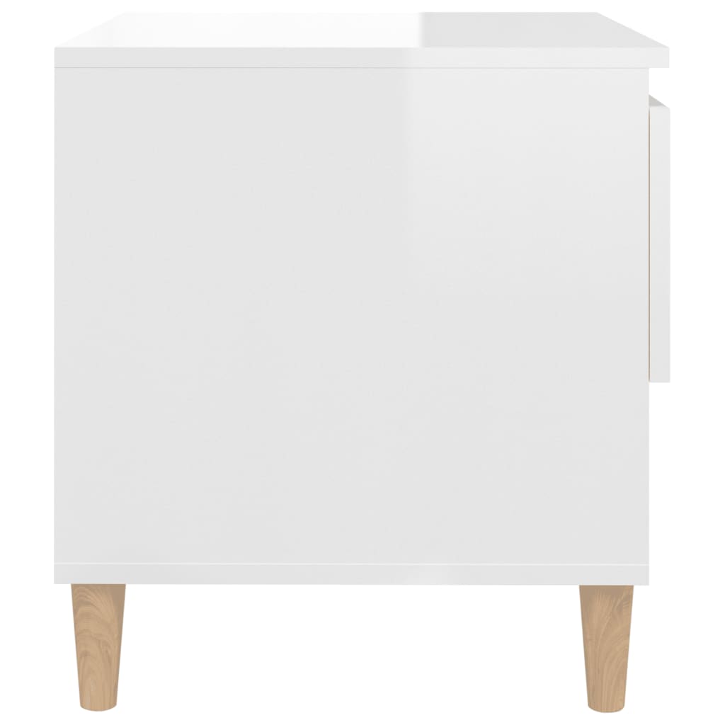 Nattbord 2 stk høyglans hvit 50x46x50 cm konstruert tre