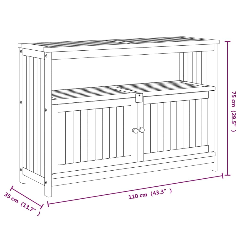 Hagekonsollbord 110x35x75 cm heltre akasie