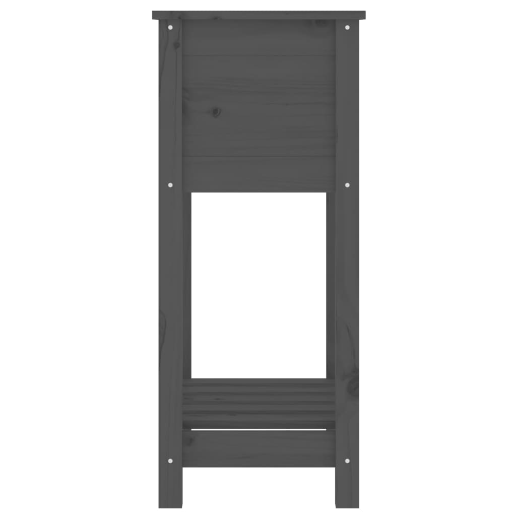 Plantekasse med hylle grå 54x34,5x81 cm heltre furu