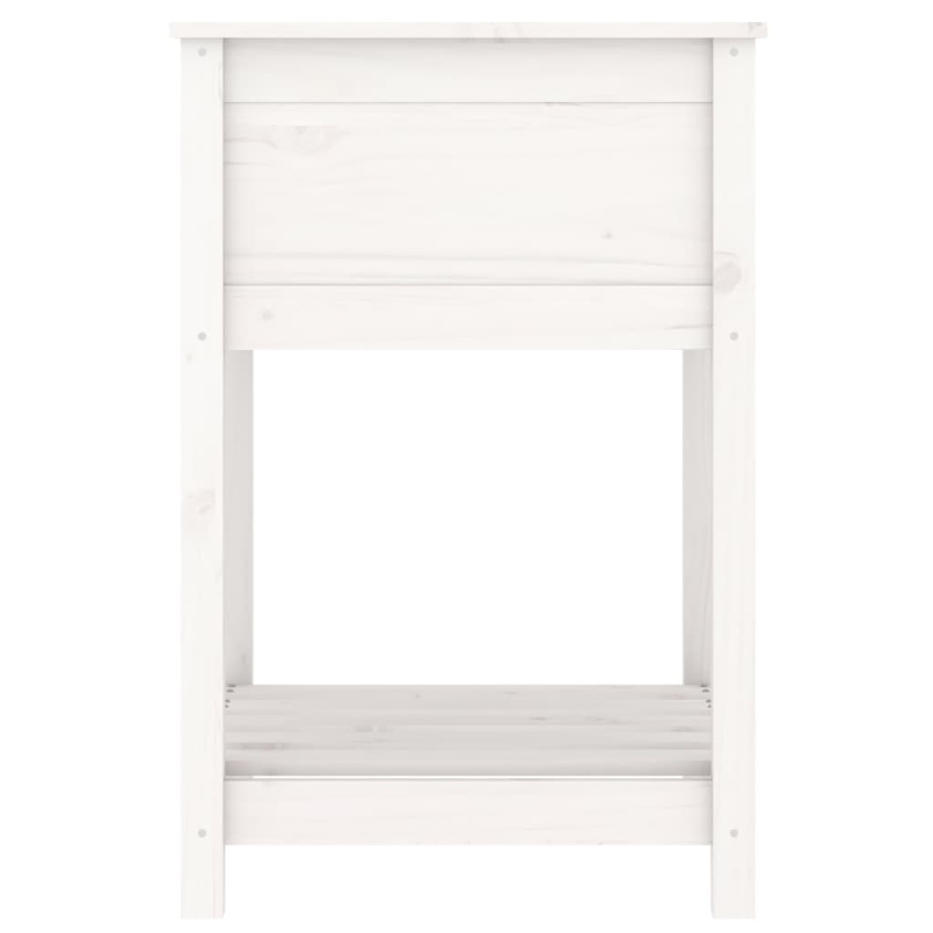 Plantekasse med hylle hvit 54x54x81 cm heltre furu