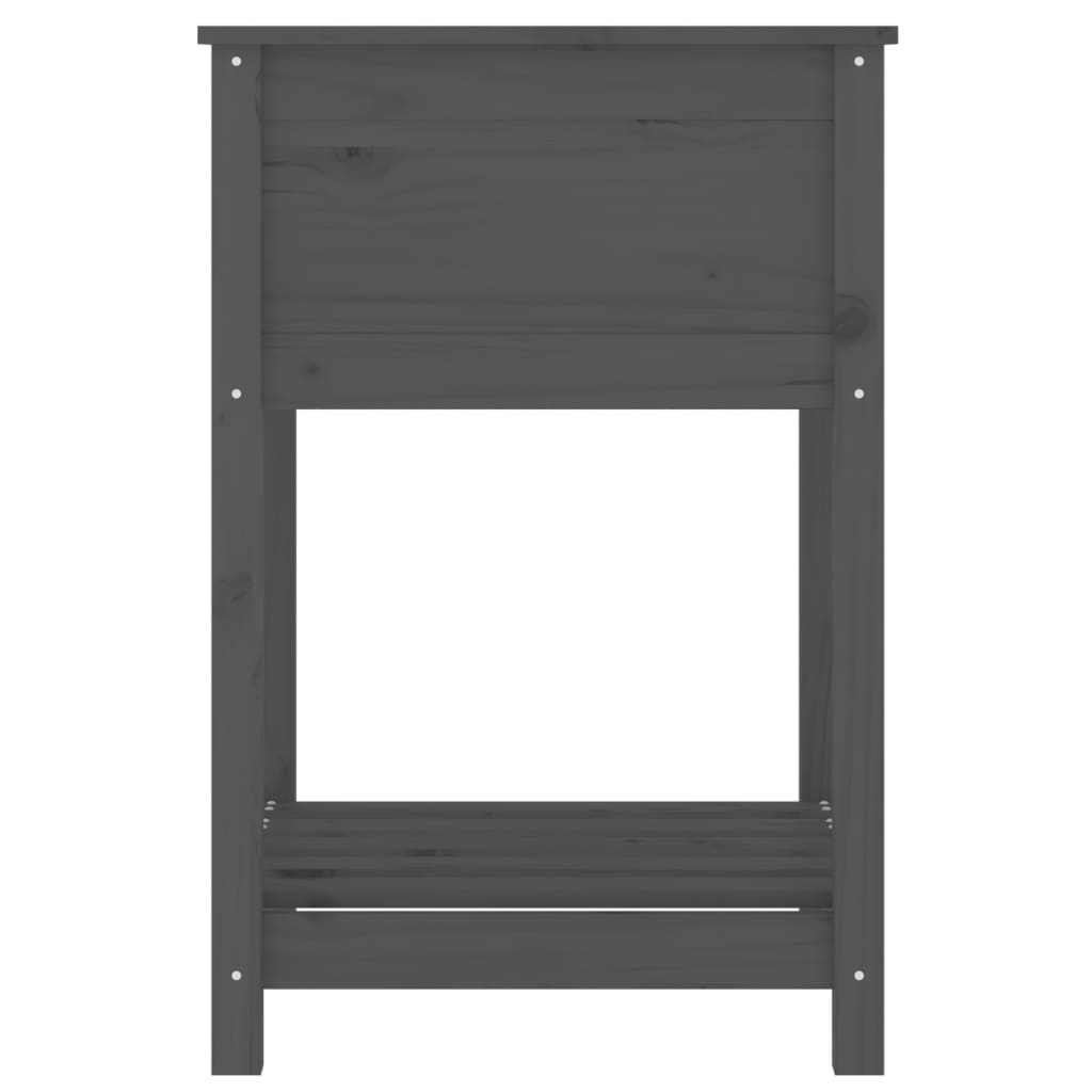 Plantekasse med hylle grå 54x54x81 cm heltre furu