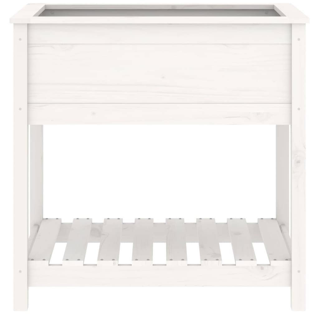 Plantekasse med hylle hvit 82,5x54x81 cm heltre furu