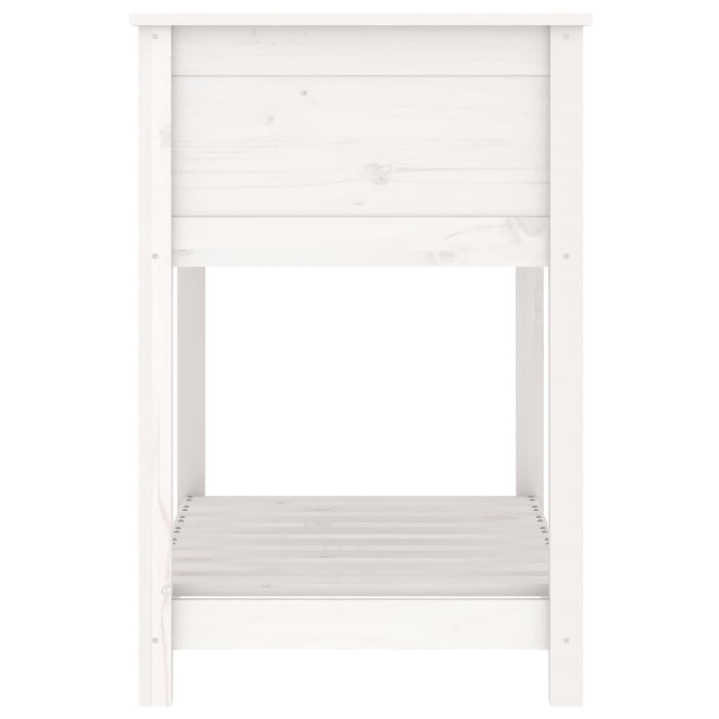 Plantekasse med hylle hvit 82,5x54x81 cm heltre furu