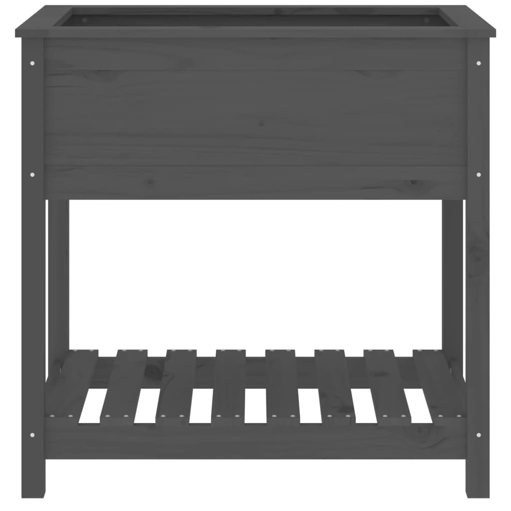 Plantekasse med hylle svart 82,5x54x81 cm heltre furu