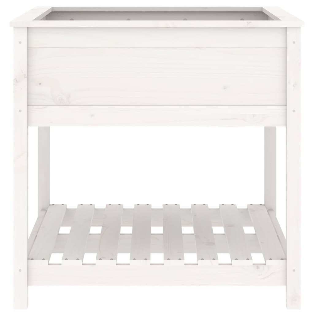 Plantekasse med hylle hvit 82,5x82,5x81 cm heltre furu