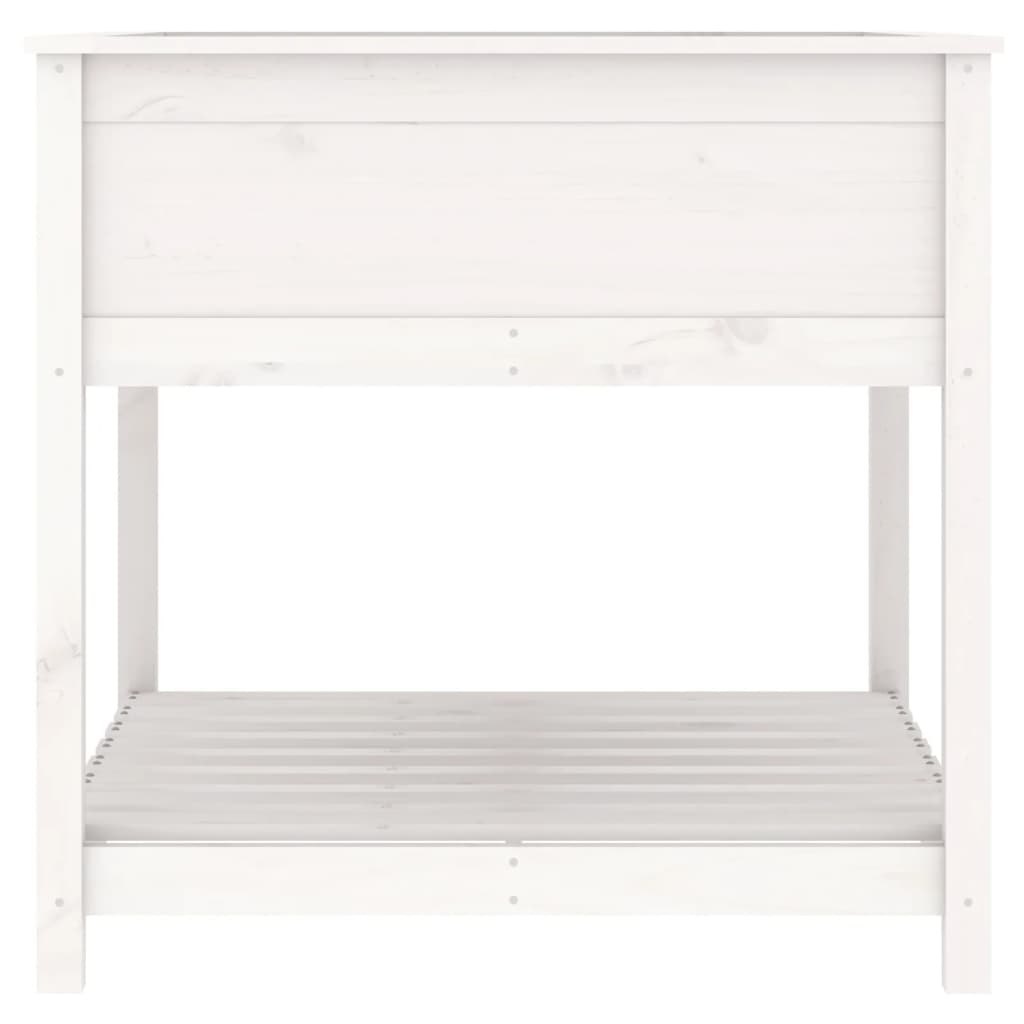Plantekasse med hylle hvit 82,5x82,5x81 cm heltre furu