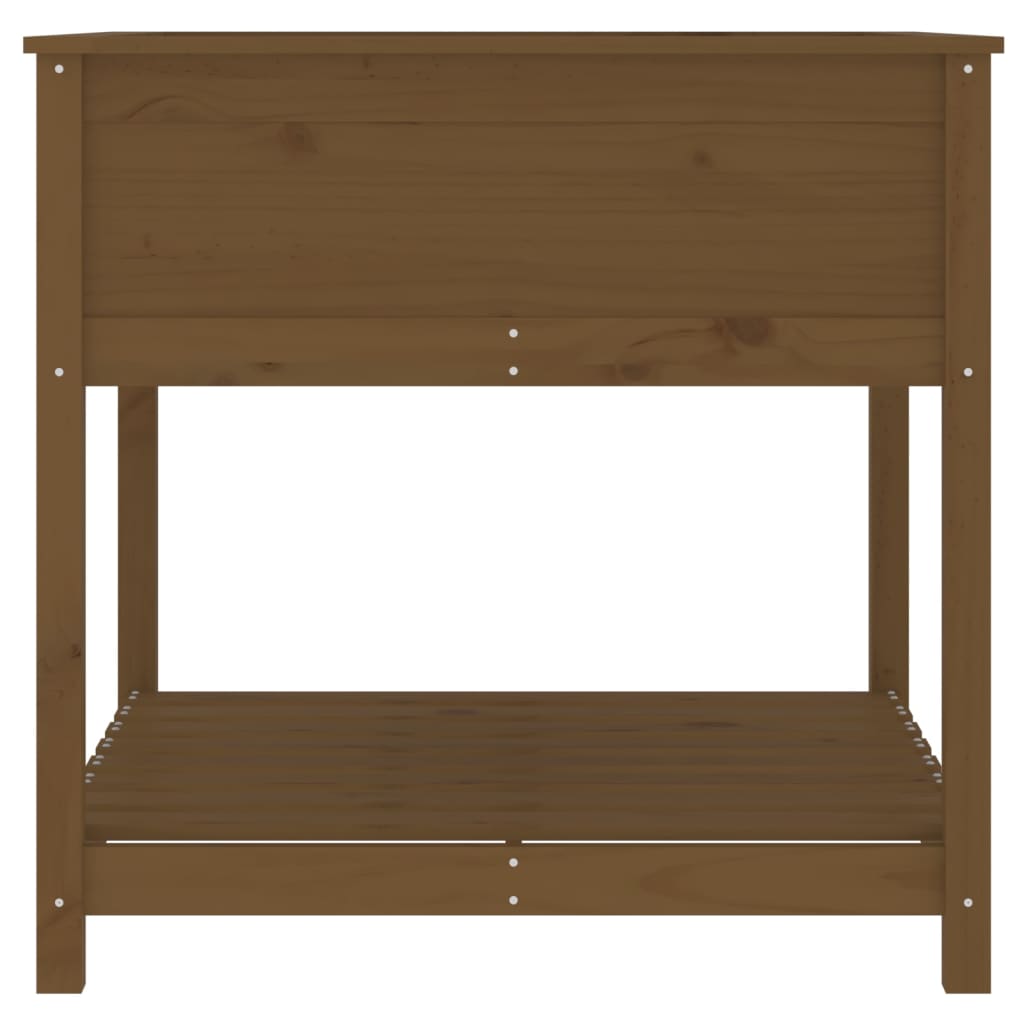 Plantekasse med hylle honningbrun 82,5x82,5x81 cm heltre furu