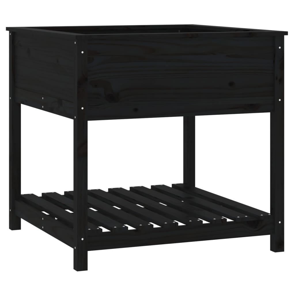 Plantekasse med hylle hvit 82,5x82,5x81 cm heltre furu
