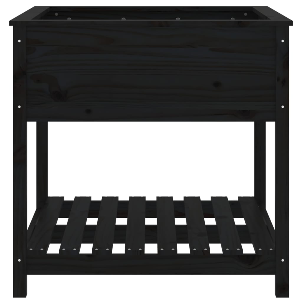 Plantekasse med hylle hvit 82,5x82,5x81 cm heltre furu