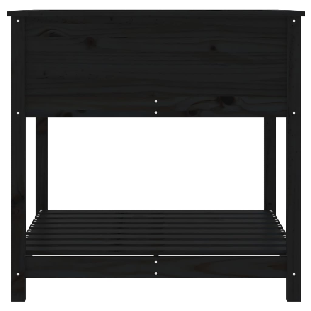 Plantekasse med hylle hvit 82,5x82,5x81 cm heltre furu