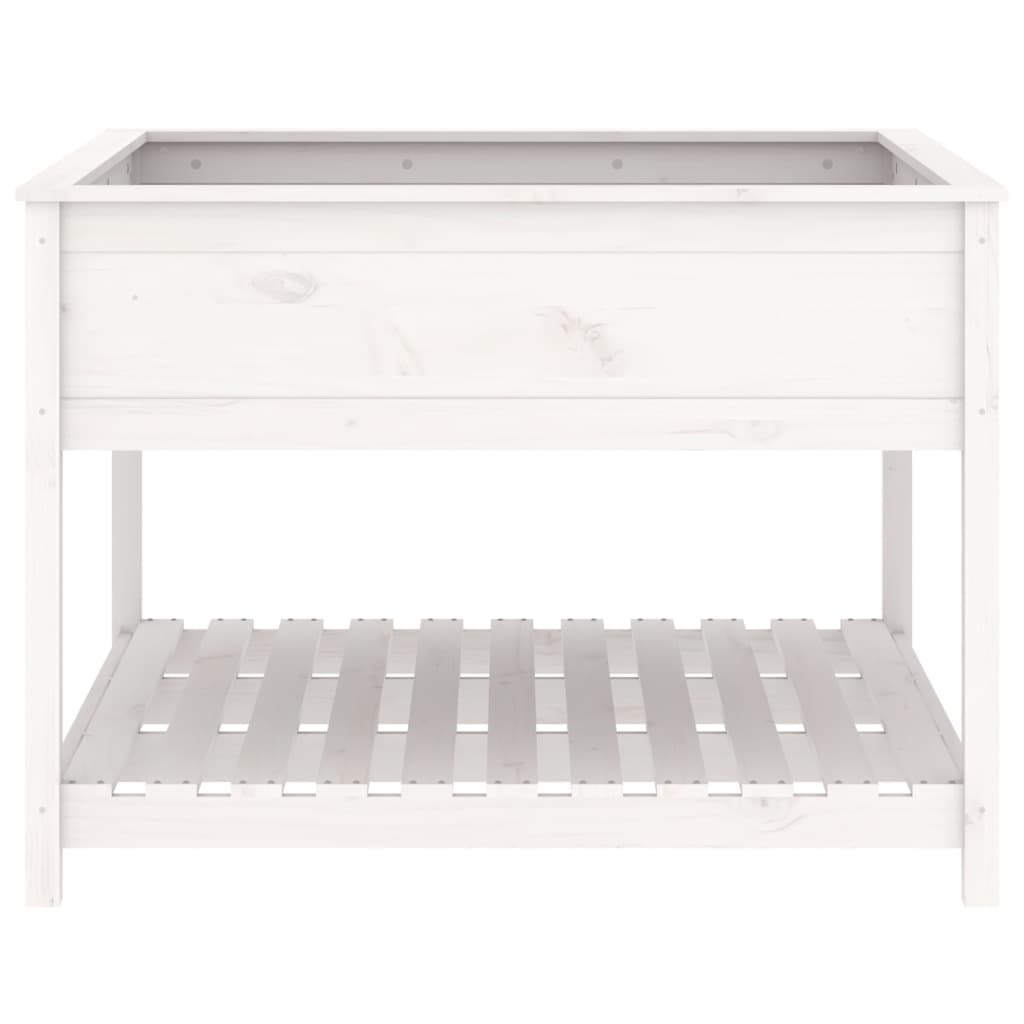 Plantekasse med hylle hvit 111,5x111,5x81 cm heltre furu