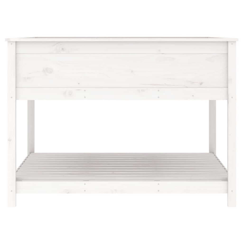 Plantekasse med hylle hvit 111,5x111,5x81 cm heltre furu
