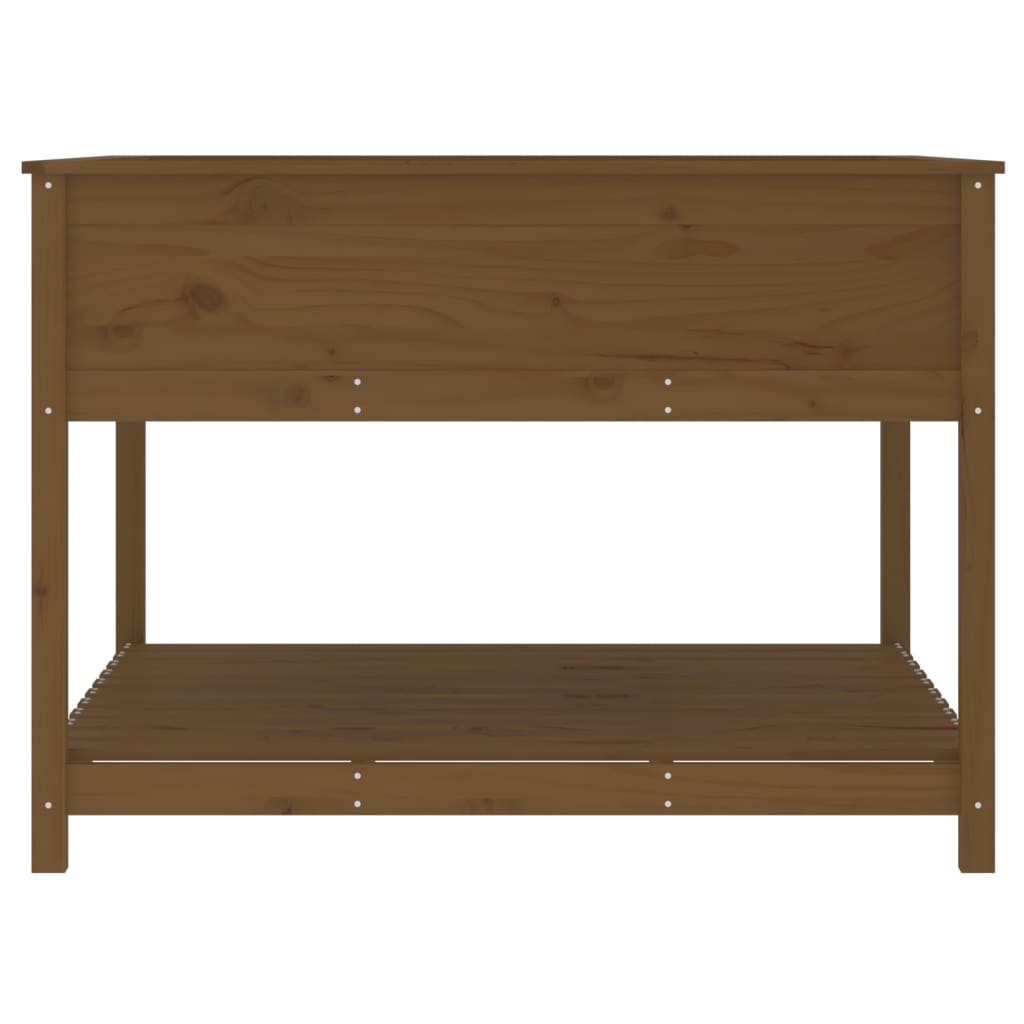 Plantekasse med hylle honningbrun 111,5x111,5x81 cm heltre furu