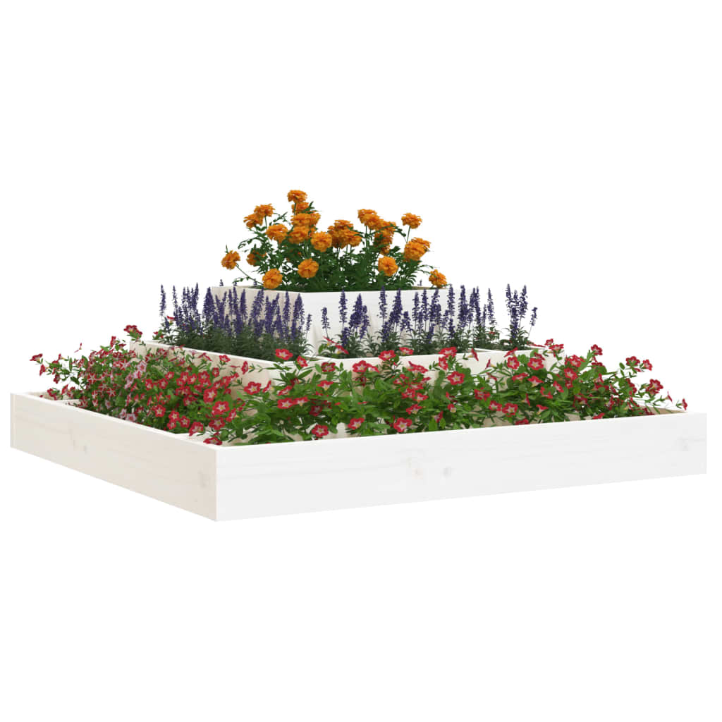 Plantekasse hvit 80x80x27 cm heltre furu