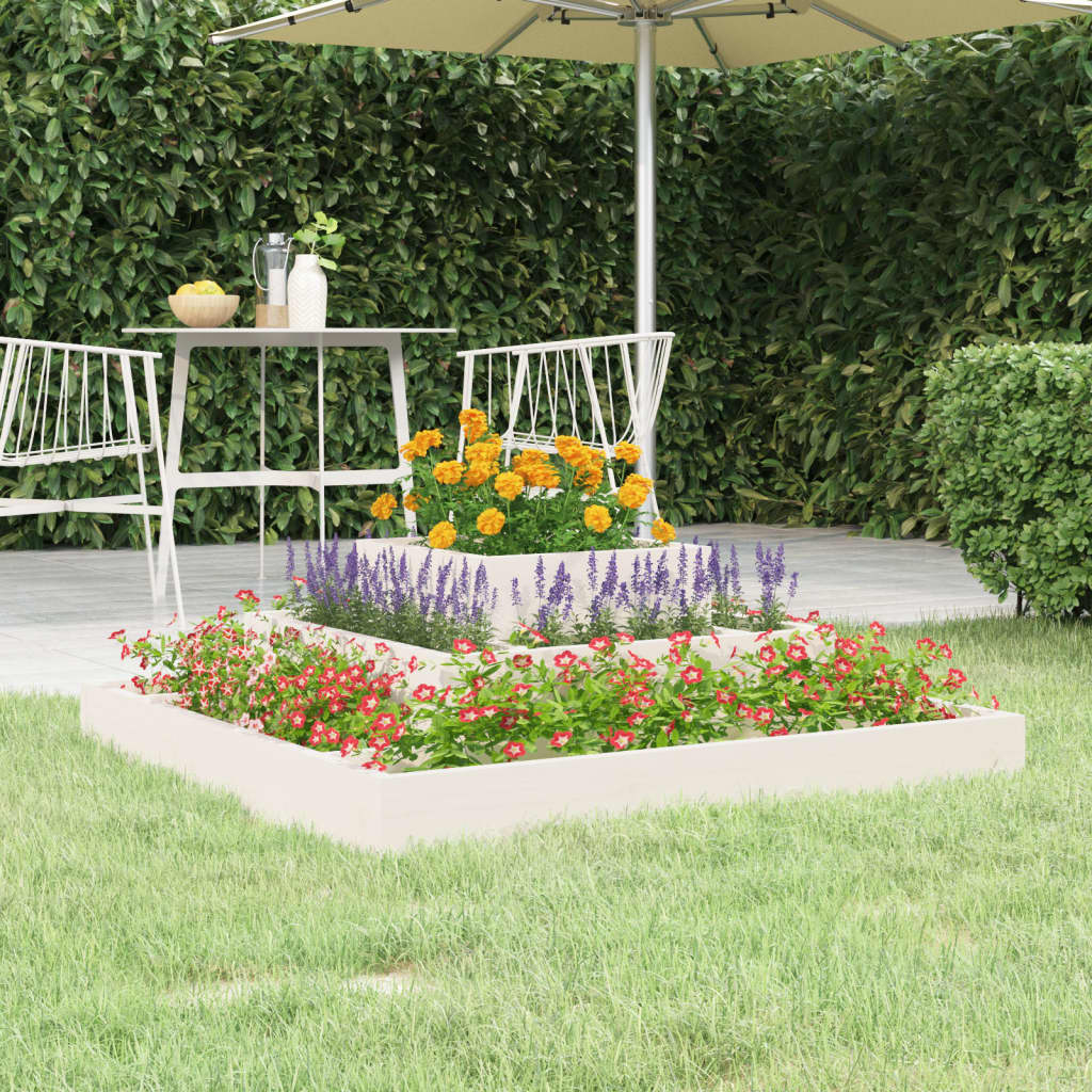 Plantekasse hvit 80x80x27 cm heltre furu