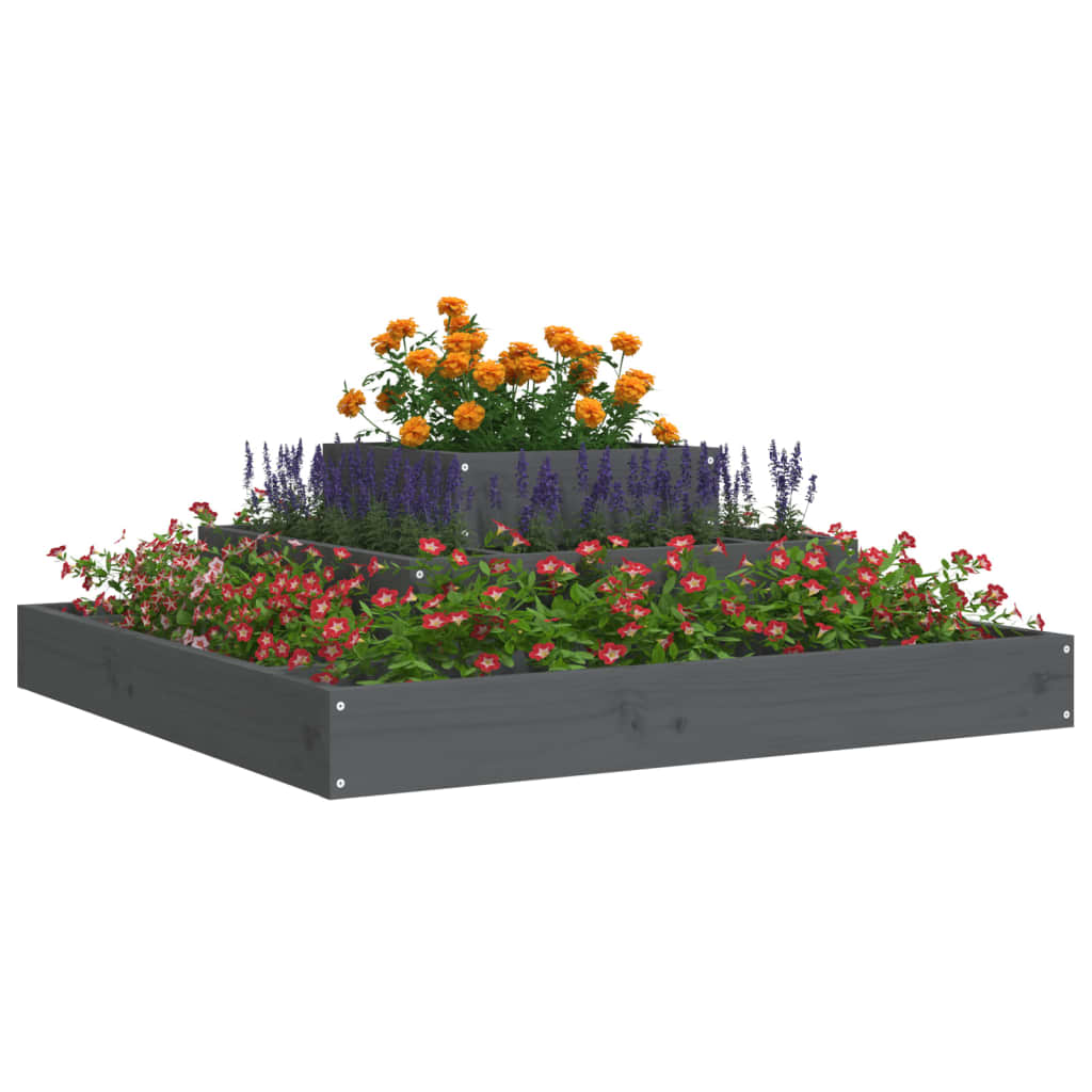 Plantekasse grå 80x80x27 cm heltre furu